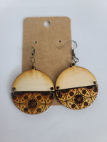 Split circle earring on Birch wood Natural wood color